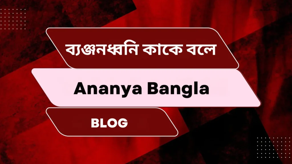 ব্যঞ্জনধ্বনি কাকে বলে